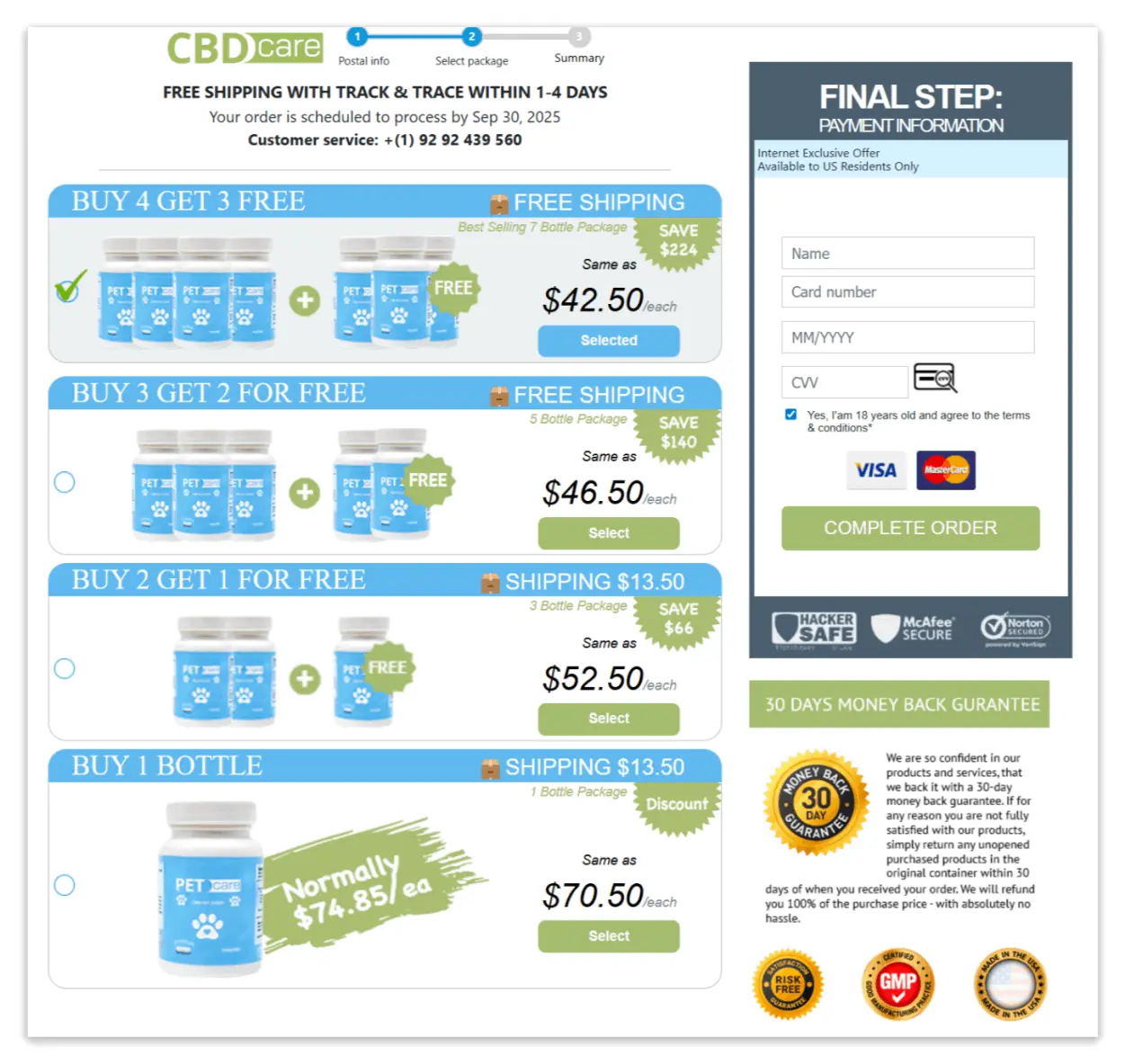 CBD Care - Pet Care Secure Checkout Page